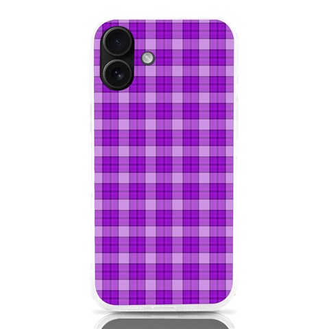 Purple Plaid Tartan 3 iPhone 16 Plus TPU UV Print Case from ArtsNow.com Front