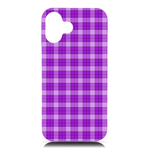 Purple Plaid Tartan 3 iPhone 16 Plus Black UV Print PC Hardshell Case from ArtsNow.com Front