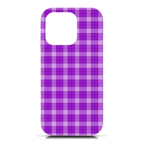 Purple Plaid Tartan 3 iPhone 16 Pro Black UV Print PC Hardshell Case from ArtsNow.com Front