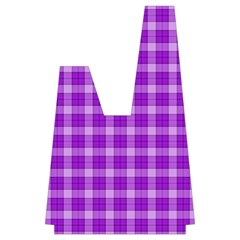 Purple Plaid Tartan 3 Japanese Wrist Knot Bag from ArtsNow.com Back Inisde