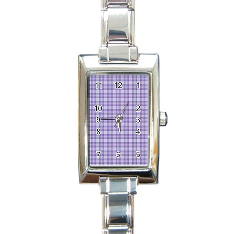 Purple Plaid Tartan 2 Rectangle Italian Charm Watch from ArtsNow.com Front