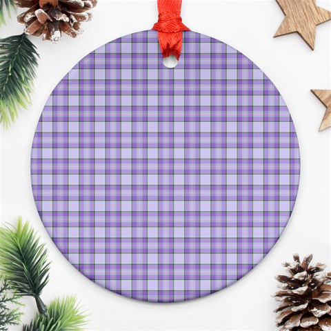 Purple Plaid Tartan 2 Ornament (Round) from ArtsNow.com Front