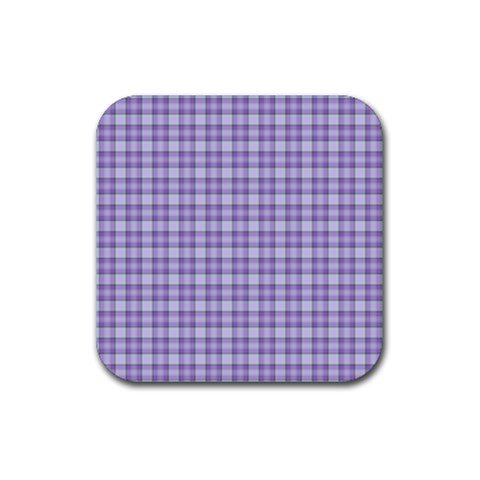 Purple Plaid Tartan 2 Rubber Coaster (Square) from ArtsNow.com Front