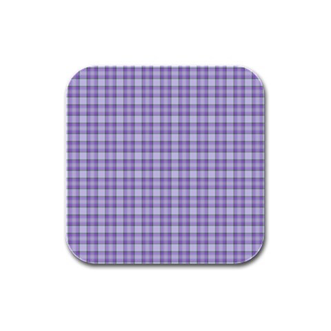 Purple Plaid Tartan 2 Rubber Square Coaster (4 pack) from ArtsNow.com Front