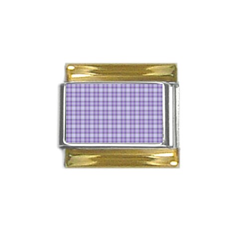 Purple Plaid Tartan 2 Gold Trim Italian Charm (9mm) from ArtsNow.com Front