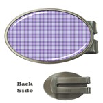 Purple Plaid Tartan 2 Money Clips (Oval) 