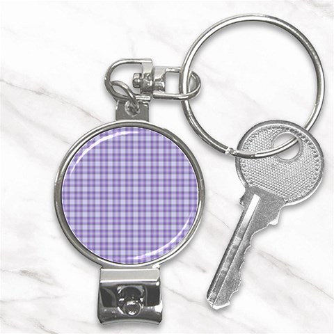 Purple Plaid Tartan 2 Nail Clippers Key Chain from ArtsNow.com Front