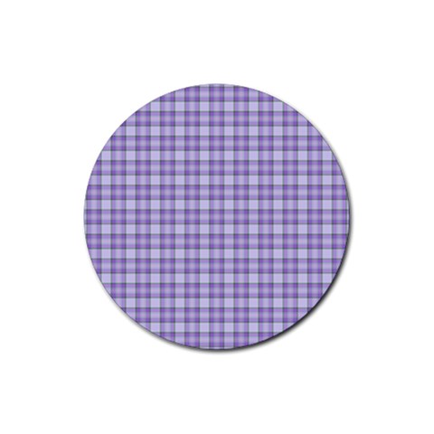 Purple Plaid Tartan 2 Rubber Coaster (Round) from ArtsNow.com Front