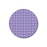 Purple Plaid Tartan 2 Rubber Coaster (Round)