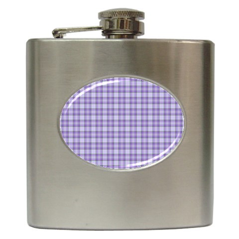 Purple Plaid Tartan 2 Hip Flask (6 oz) from ArtsNow.com Front