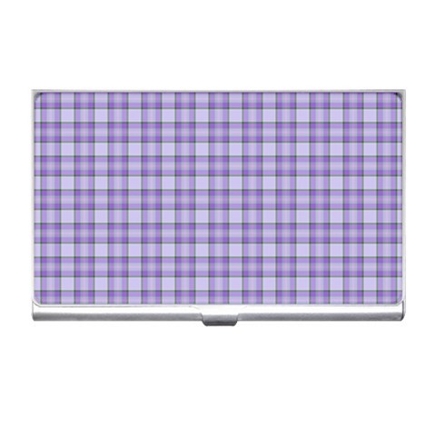 Purple Plaid Tartan 2 Business Card Holder from ArtsNow.com Front