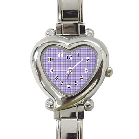 Purple Plaid Tartan 2 Heart Italian Charm Watch from ArtsNow.com Front