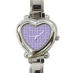 Purple Plaid Tartan 2 Heart Italian Charm Watch