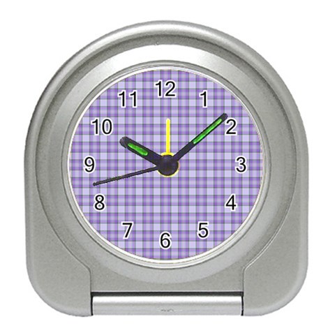 Purple Plaid Tartan 2 Travel Alarm Clock from ArtsNow.com Front