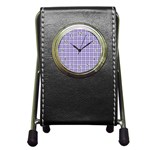 Purple Plaid Tartan 2 Pen Holder Desk Clock