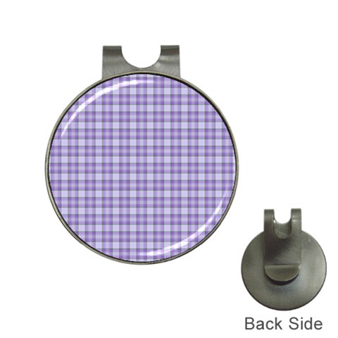 Purple Plaid Tartan 2 Hat Clips with Golf Markers from ArtsNow.com Front