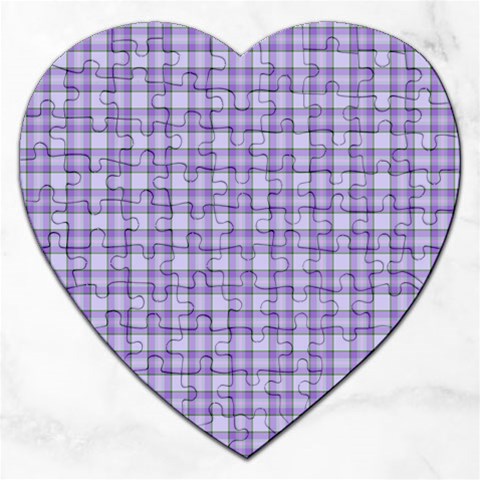 Purple Plaid Tartan 2 Jigsaw Puzzle (Heart) from ArtsNow.com Front