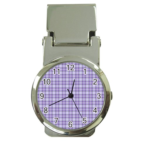 Purple Plaid Tartan 2 Money Clip Watches from ArtsNow.com Front