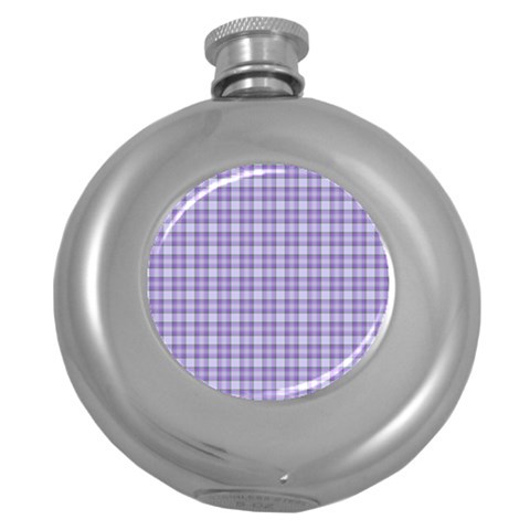 Purple Plaid Tartan 2 Round Hip Flask (5 oz) from ArtsNow.com Front