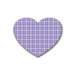 Purple Plaid Tartan 2 Rubber Coaster (Heart)