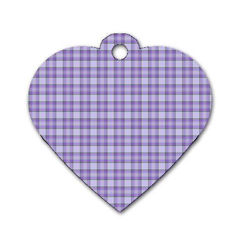 Purple Plaid Tartan 2 Dog Tag Heart (One Side) from ArtsNow.com Front