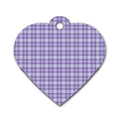 Purple Plaid Tartan 2 Dog Tag Heart (Two Sides) from ArtsNow.com Front