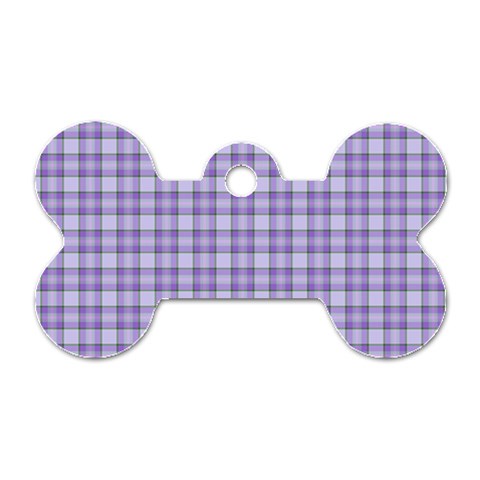 Purple Plaid Tartan 2 Dog Tag Bone (One Side) from ArtsNow.com Front