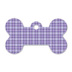 Purple Plaid Tartan 2 Dog Tag Bone (Two Sides) from ArtsNow.com Front