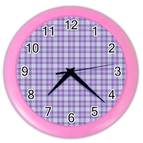 Purple Plaid Tartan 2 Color Wall Clock from ArtsNow.com Front