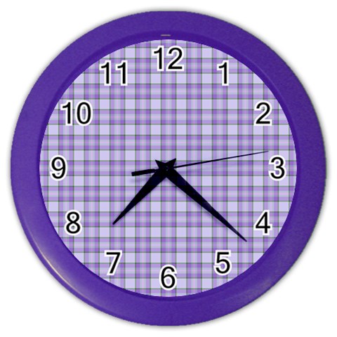 Purple Plaid Tartan 2 Color Wall Clock from ArtsNow.com Front