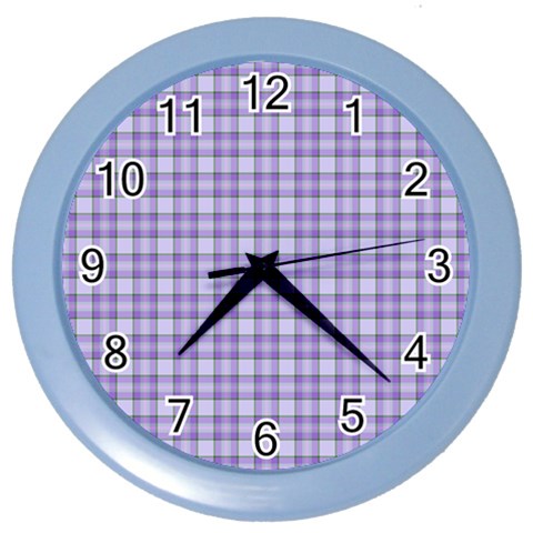 Purple Plaid Tartan 2 Color Wall Clock from ArtsNow.com Front