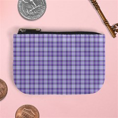 Purple Plaid Tartan 2 Mini Coin Purse from ArtsNow.com Front