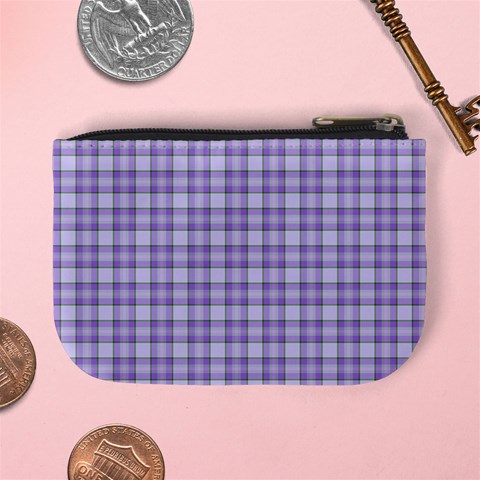 Purple Plaid Tartan 2 Mini Coin Purse from ArtsNow.com Back