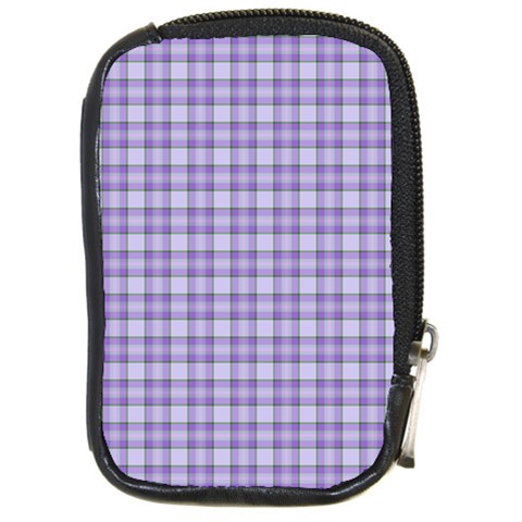 Purple Plaid Tartan 2 Compact Camera Leather Case from ArtsNow.com Front