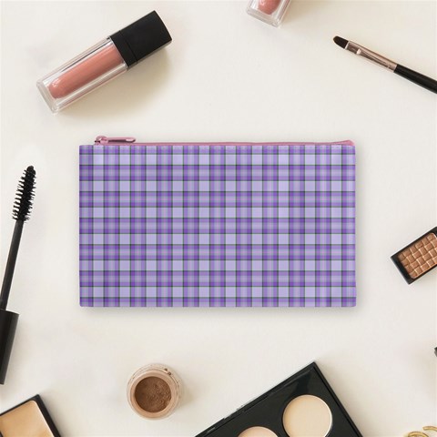 Purple Plaid Tartan 2 Cosmetic Bag (Small) from ArtsNow.com Front