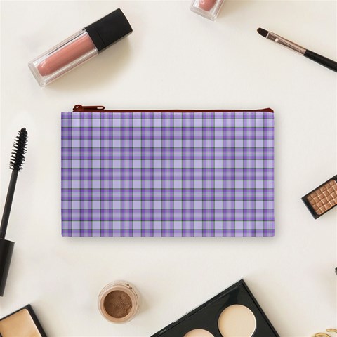 Purple Plaid Tartan 2 Cosmetic Bag (Small) from ArtsNow.com Front