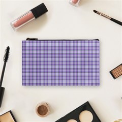 Purple Plaid Tartan 2 Cosmetic Bag (Small) from ArtsNow.com Front