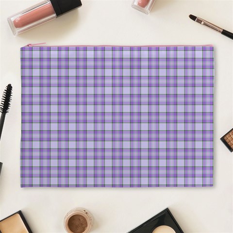 Purple Plaid Tartan 2 Cosmetic Bag (XL) from ArtsNow.com Front