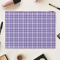 Purple Plaid Tartan 2 Cosmetic Bag (XL) from ArtsNow.com Back