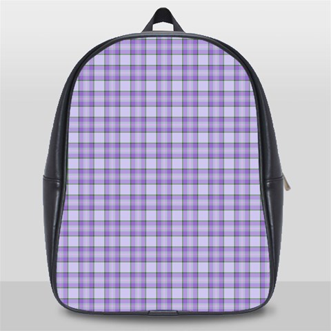 Purple Plaid Tartan 2 School Bag (Large) from ArtsNow.com Front