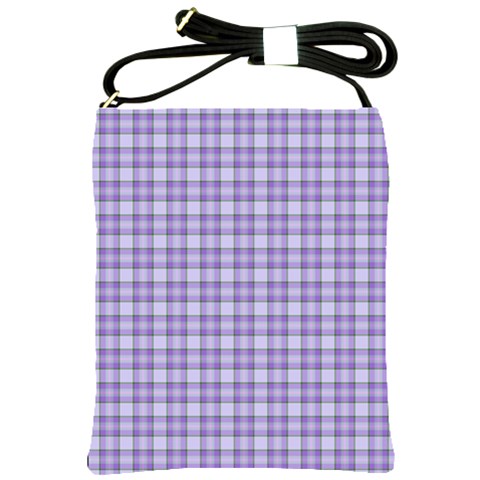 Purple Plaid Tartan 2 Shoulder Sling Bag from ArtsNow.com Front