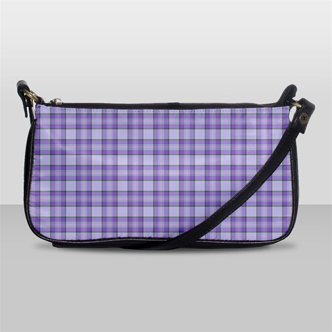 Purple Plaid Tartan 2 Leather Shoulder Clutch Bag from ArtsNow.com Front