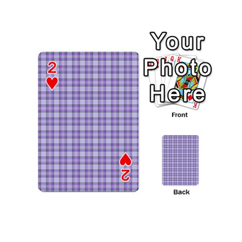 Purple Plaid Tartan 2 Playing Cards 54 Designs (Mini) from ArtsNow.com Front - Heart2