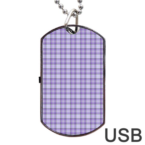 Purple Plaid Tartan 2 Dog Tag USB Flash (Two Sides) from ArtsNow.com Front