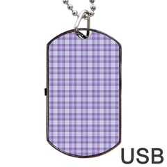 Purple Plaid Tartan 2 Dog Tag USB Flash (Two Sides) from ArtsNow.com Front