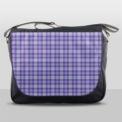 Purple Plaid Tartan 2 Messenger Bag from ArtsNow.com Front