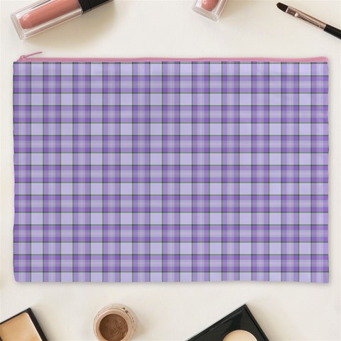 Purple Plaid Tartan 2 Cosmetic Bag (XXXL) from ArtsNow.com Front