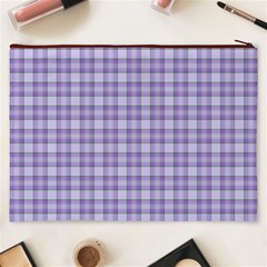 Purple Plaid Tartan 2 Cosmetic Bag (XXXL) from ArtsNow.com Back