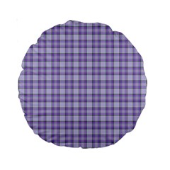 Purple Plaid Tartan 2 Standard 15  Premium Round Cushions from ArtsNow.com Front