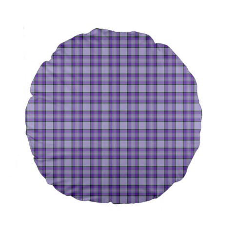 Purple Plaid Tartan 2 Standard 15  Premium Round Cushions from ArtsNow.com Back